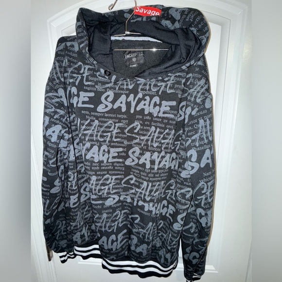 Encrypted  Hoodie Savage Sweatshirt Long Sleeve Sz XL - Picture 4 of 13